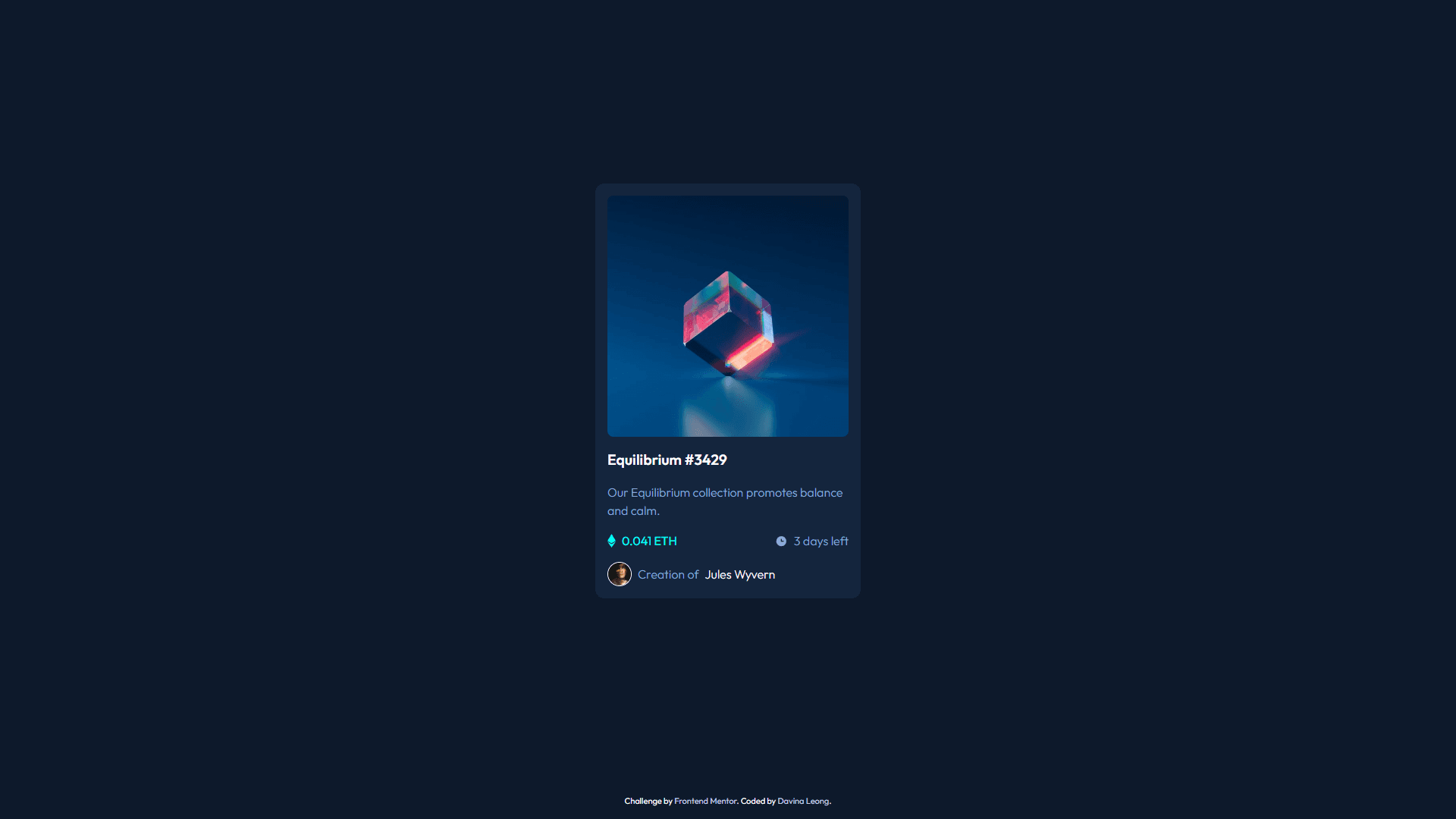 NFT Preview Card Component